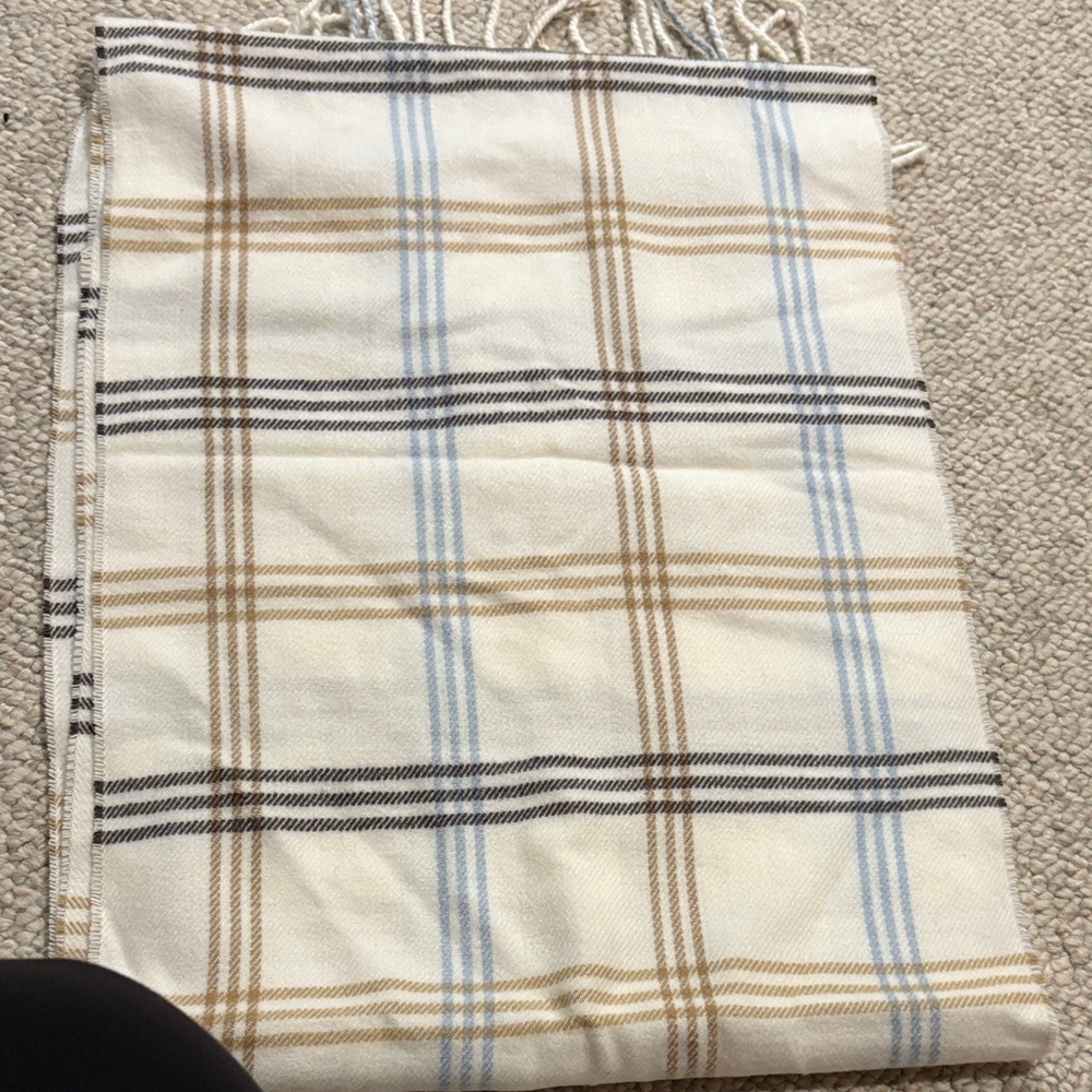 Burberry Cream and Tan Checkered Scarf - Picture 3 of 4